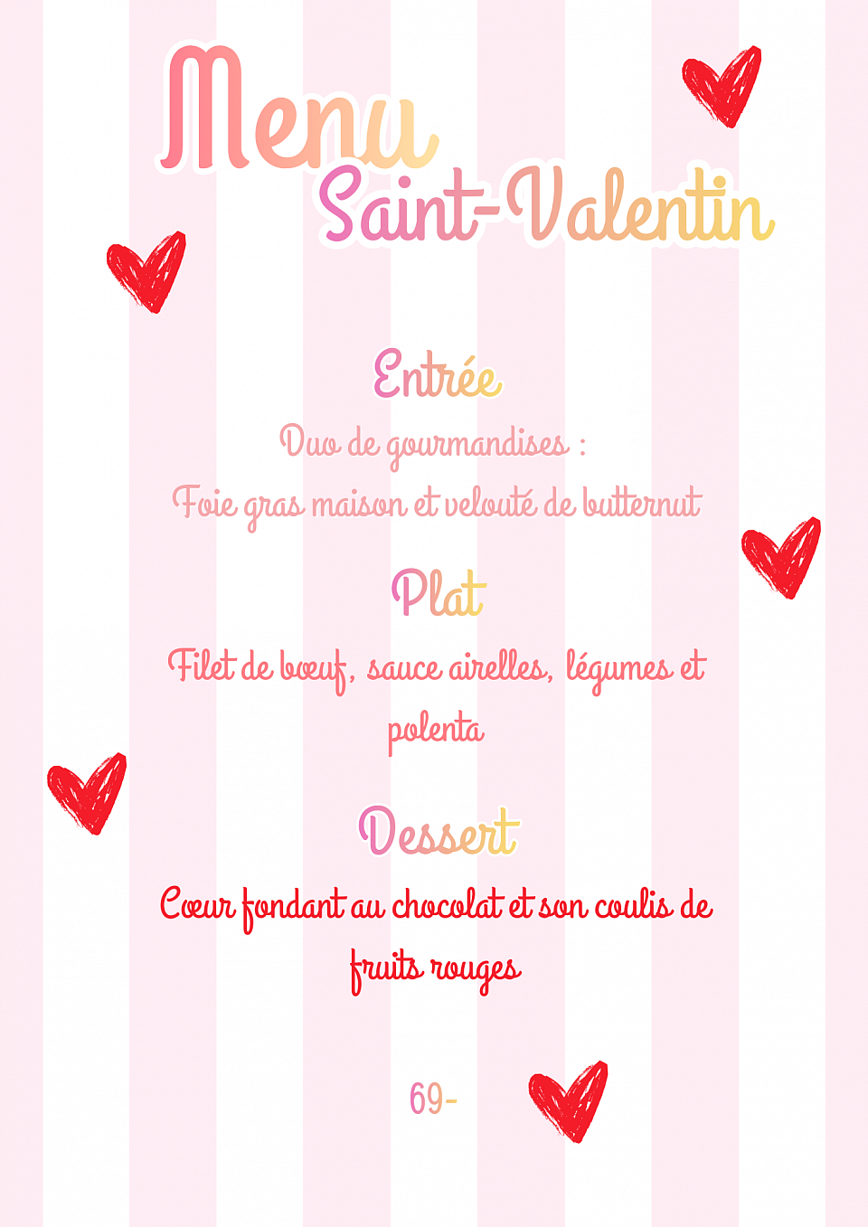 menu Saint Valentin